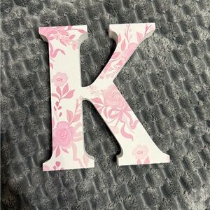 Floral Pink Decorative Letter 'K' Wall Art